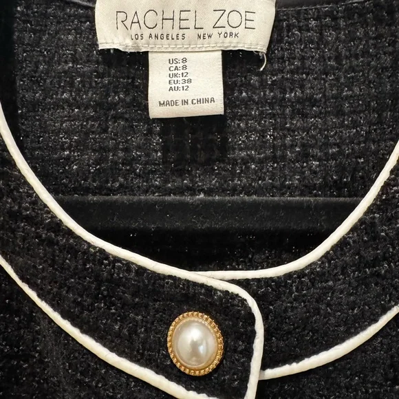 Rachel Zoe Black Textured Vest with White Piping - Picture 3 of 4